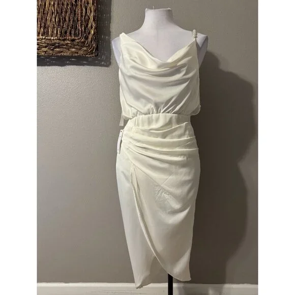 DO + BE Ivory Pearl Strap M Medium Silky Dress NEW NWT - Picture 11 of 16